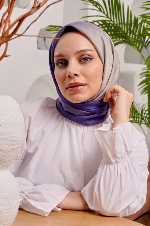 Degrade Soft Pamuk Eşarp Mor-Taş