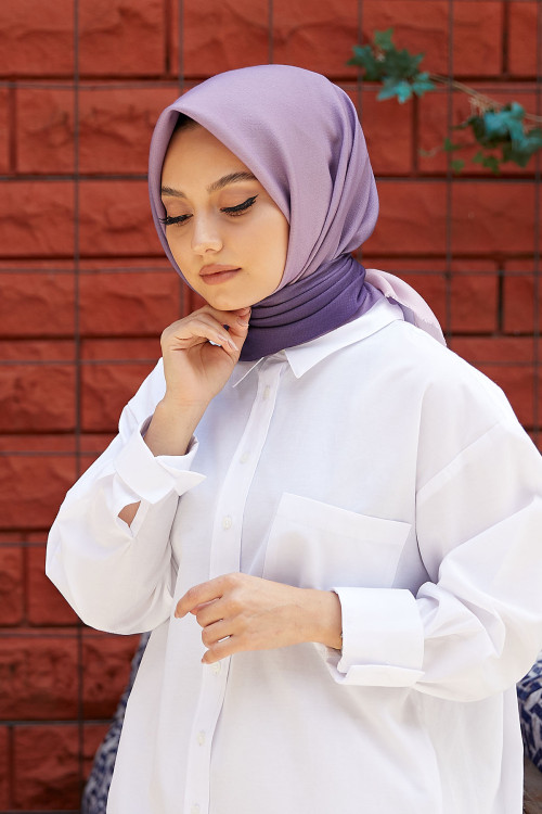 Degrade Soft Pamuk Eşarp Mor-Pudra